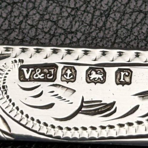 1916 British Antique White Pearl Shell Handle Pure Silver Engraving Blade Folding Pen Knife